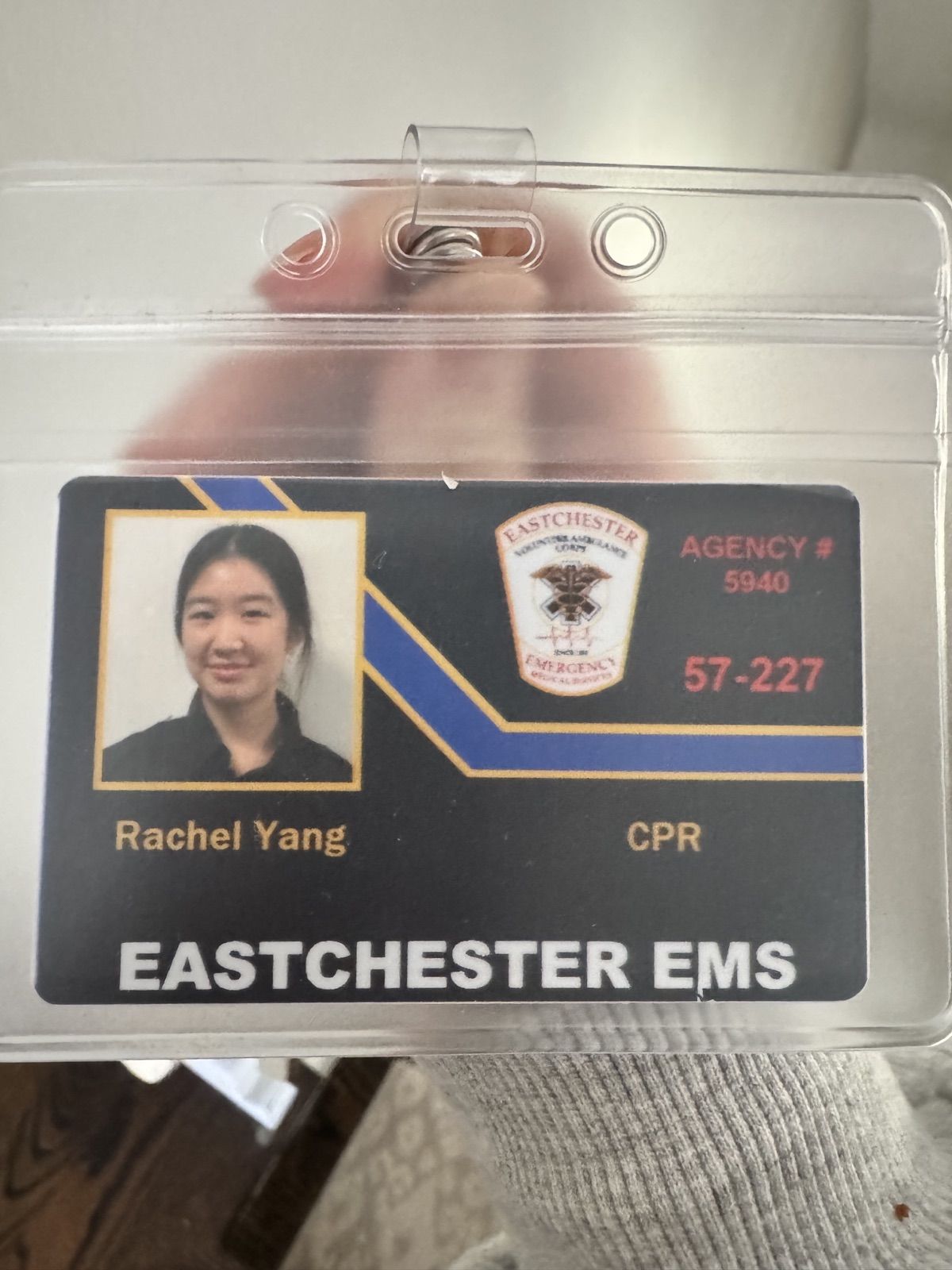 Rachel's Eastchester EMS ID card
