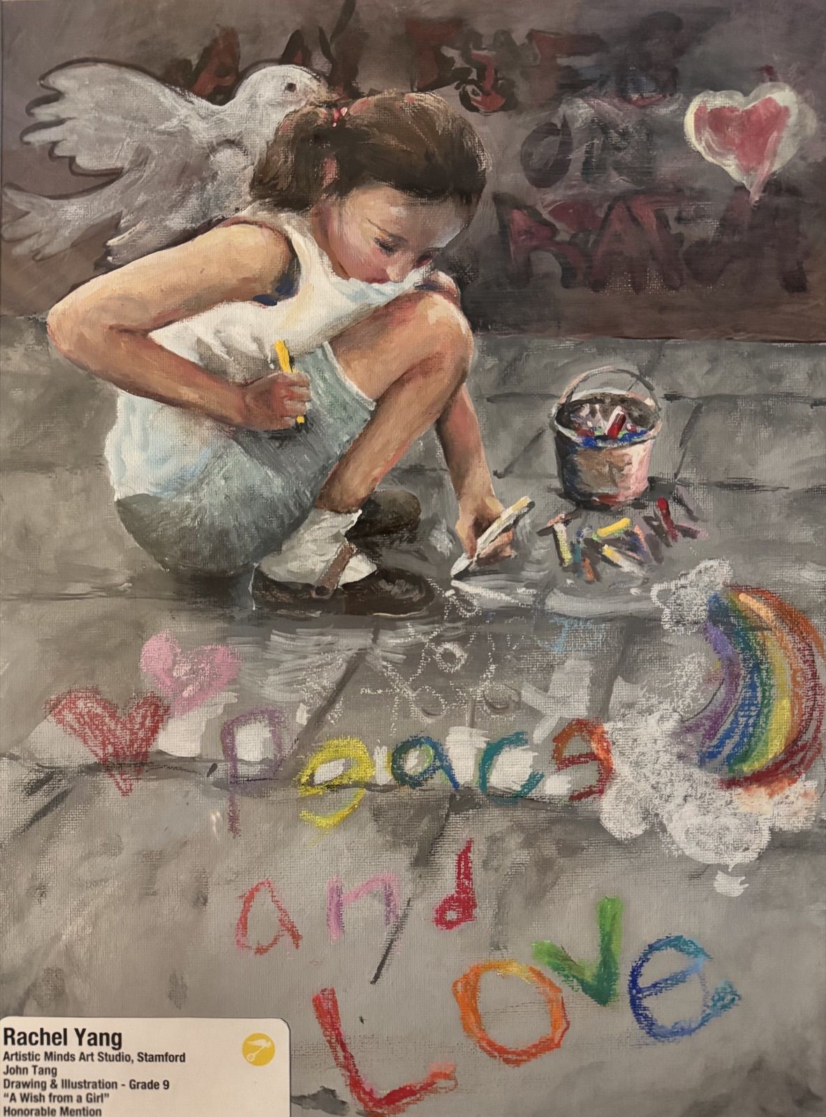 Painting of a child drawing in chalk